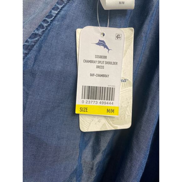 Tommy Bahama Chambray Split Shoulder Dress Medium NWT (b42) - Picture 6 of 8